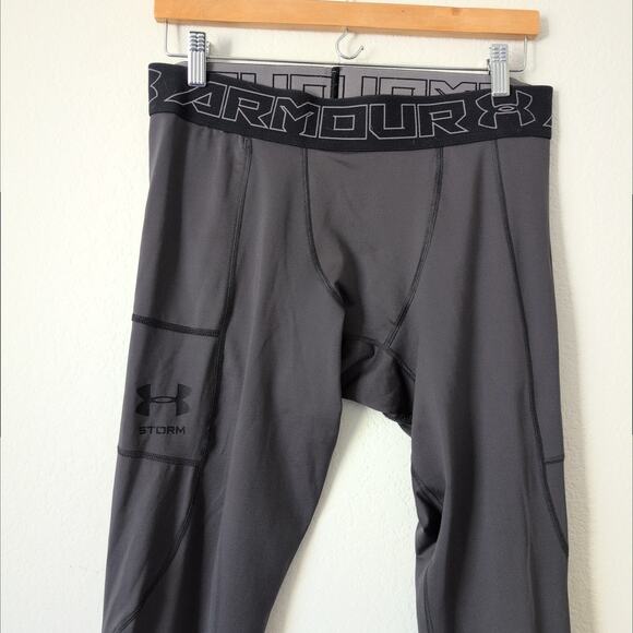 Under Armour Men's ColdGear Leggings Sz XL Gray Ergonomic Moisture Wicking Storm - Picture 5 of 8